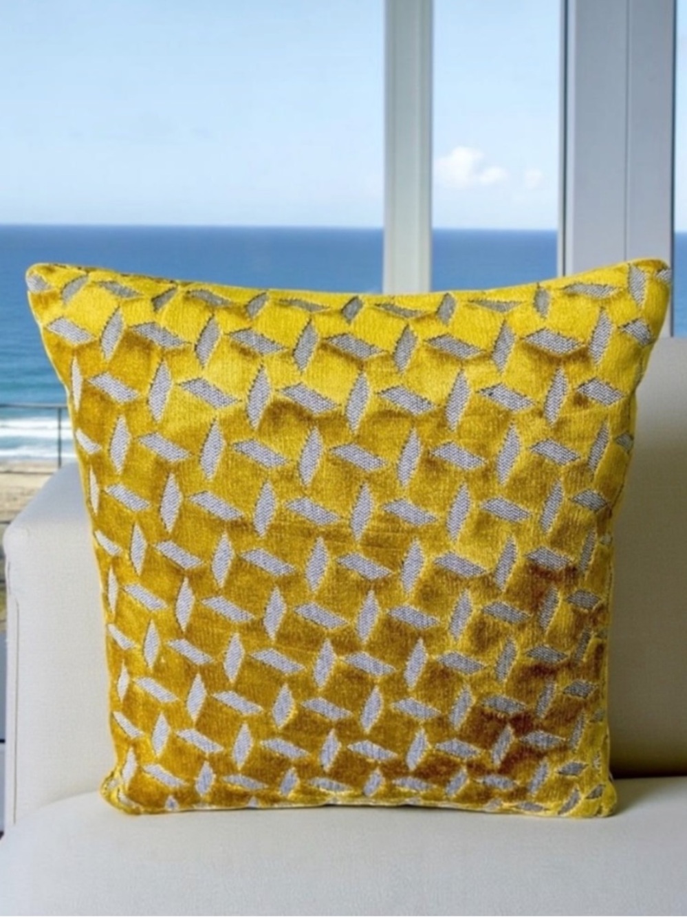 WEST ELM Velvet Cut Out Throw Decorative Pillow 18x18 insert included